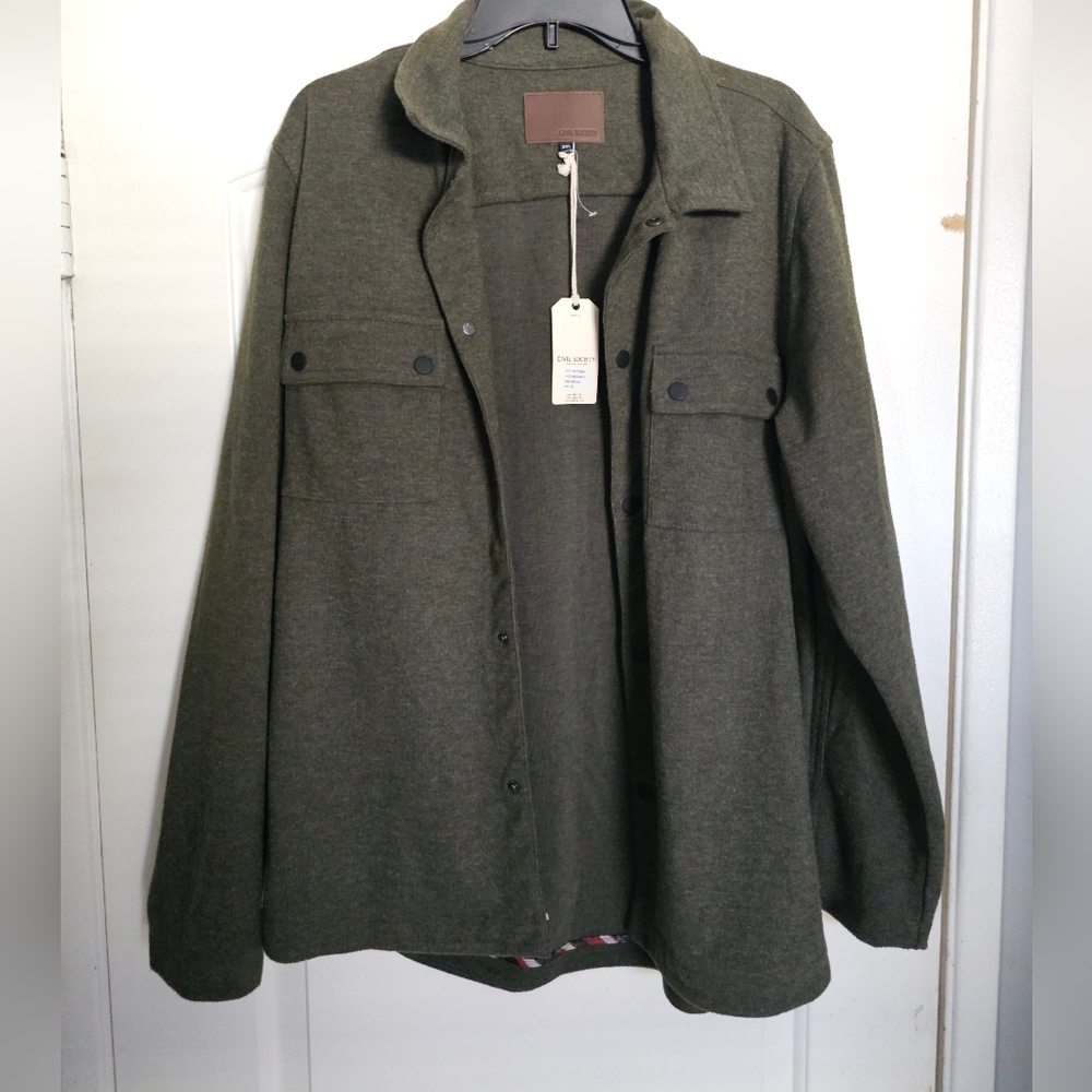 Civil Society Men's Dark Olive Shirt Jacket Xxl